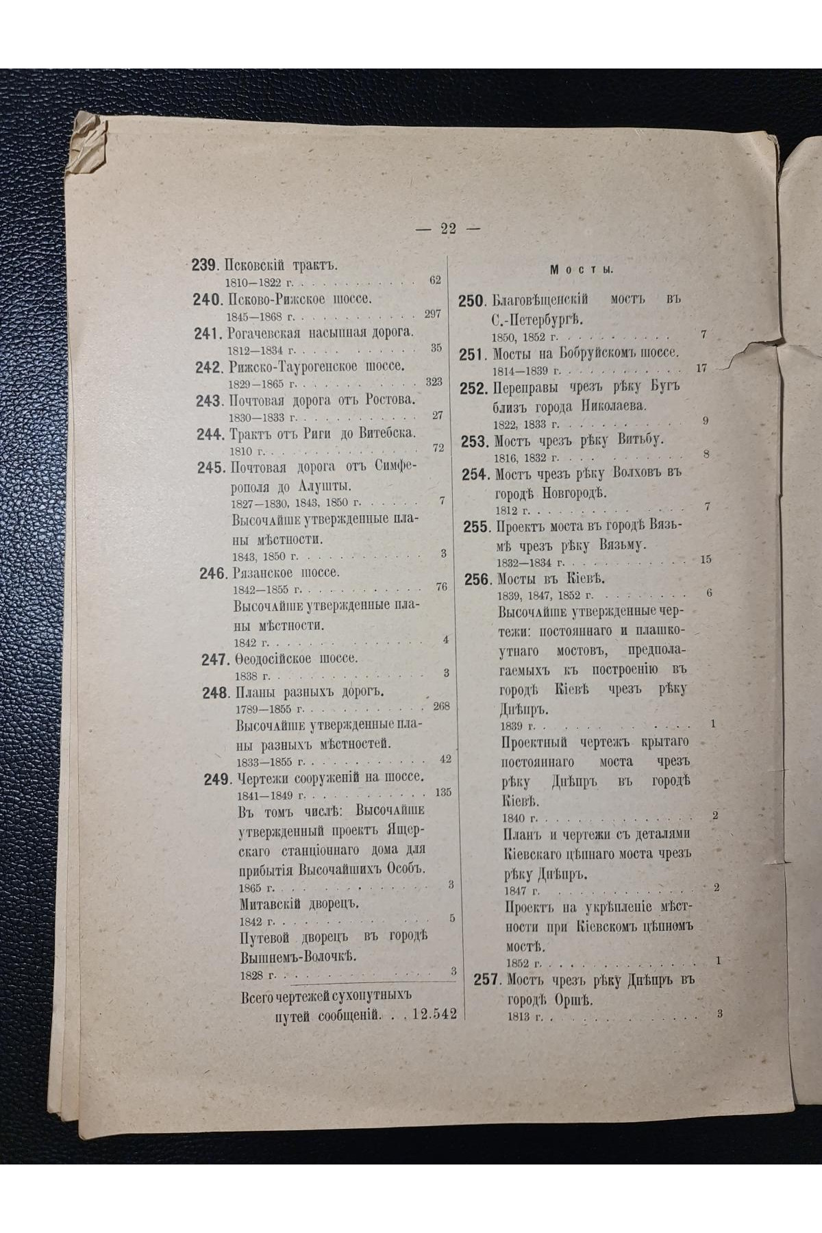 Каталог планов и чертежей бывшего Депо Карт 1899 г.