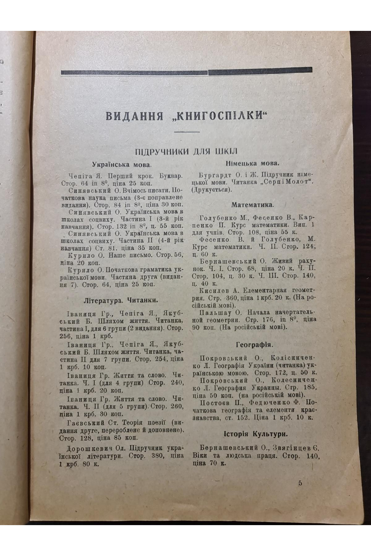 1925 р. Каталог українських книжок