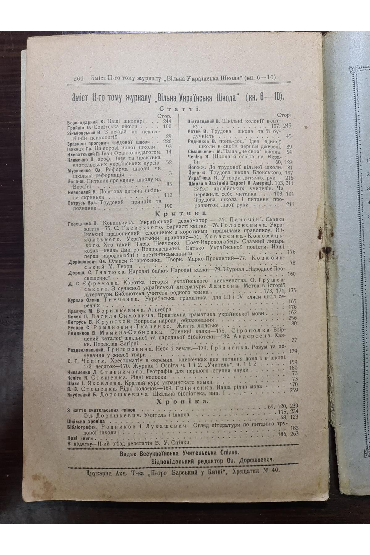 1918-19 рр. Журнал Вільна Українська Школа № 10