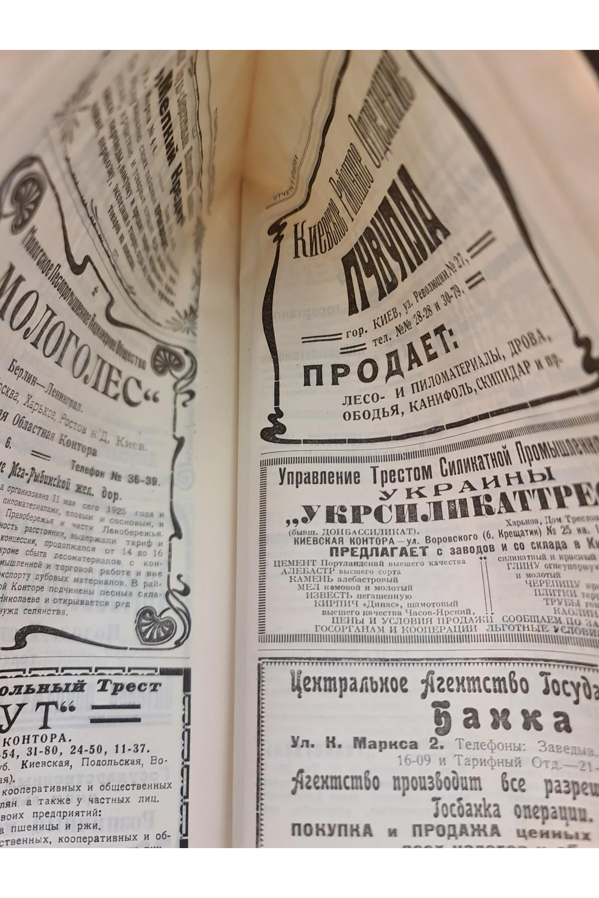 1925 г. Товарные рынки Киевского района. Рынки лесной, кожевенный, бумажный и металлический